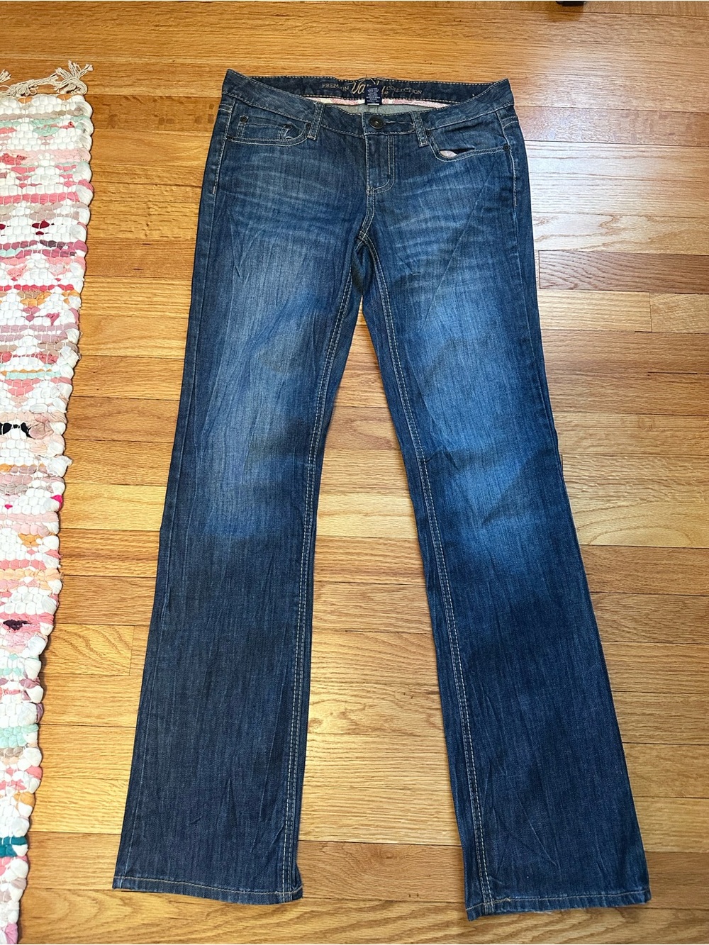 Y2K Vanity Premium Jeans 27x33 Low Rise Bootcut Dark Wash Long 2000s